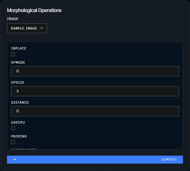 Dedicated algorithm control with the algorithm's own parameters