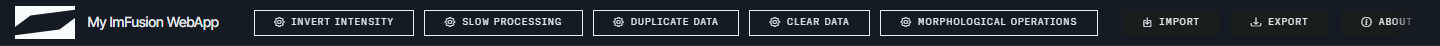 Header with a branding logo, title, and action buttons